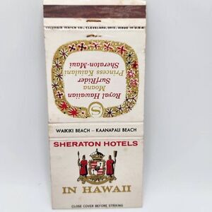 Vintage Matchbook Sheraton Hotels Hawaii Waikiki Beach Kaanapali Beach 1963